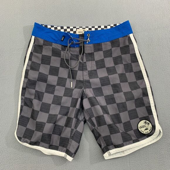 VANS Other - Vans Board Shorts Mens 28 Black Gray Blue Checkered Surf Swimming Trunks